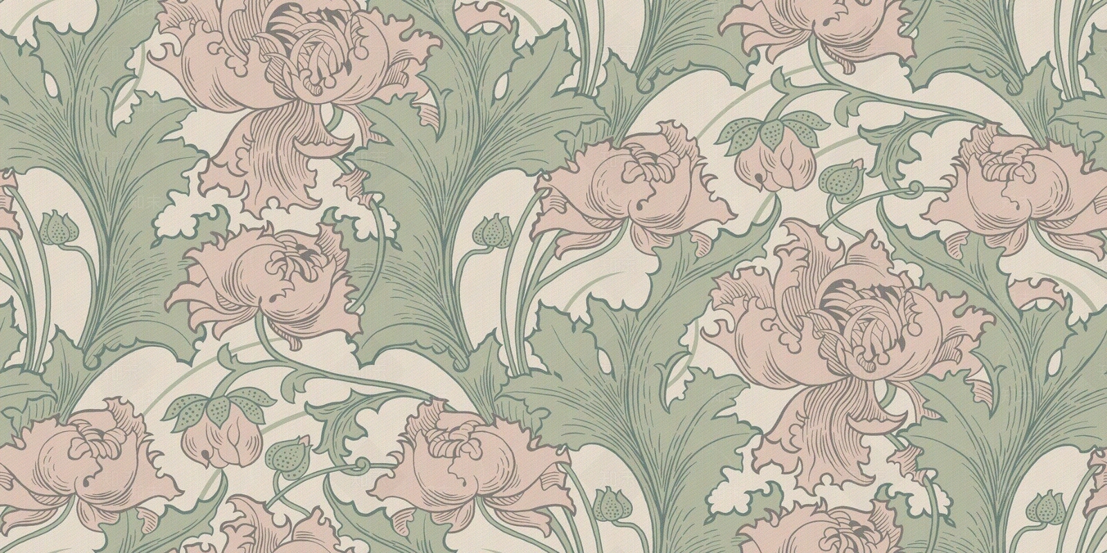 现代绿植花卉印花壁纸贴图下载【ID:1117203313】