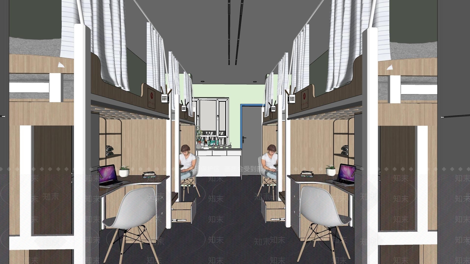 现代大学寝室SU模型下载【ID:1117212385】