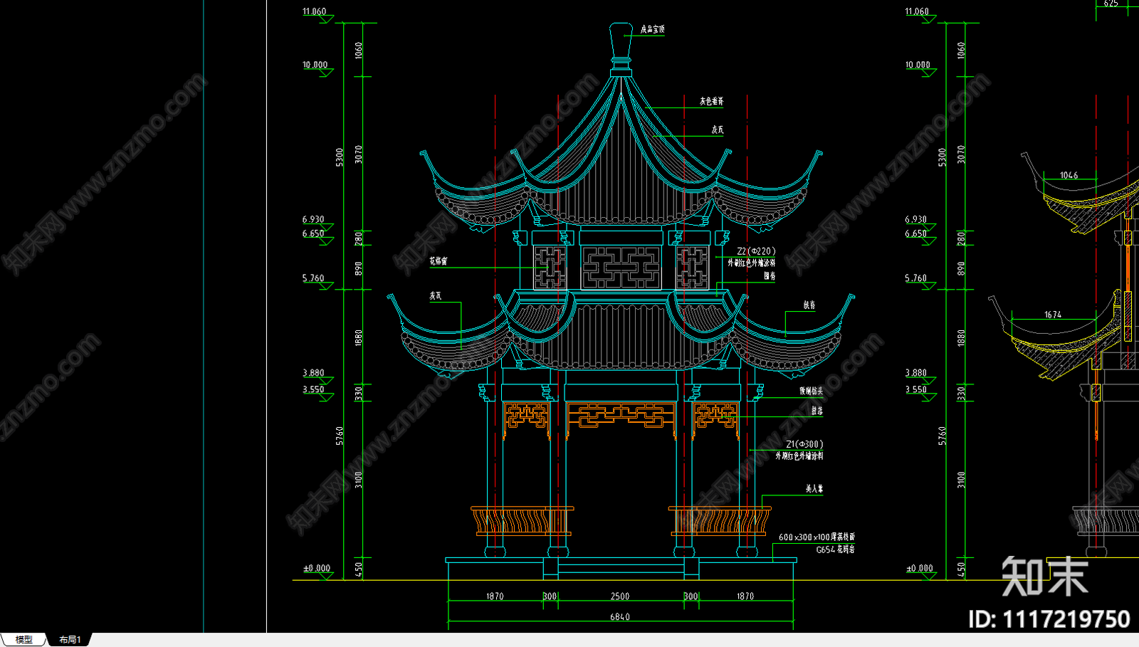 中式尚礼亭CAD详图设计施工图下载【ID:1117219750】