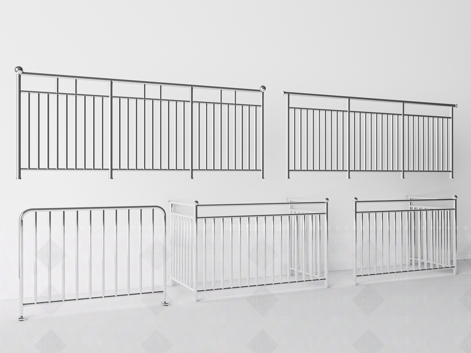 现代不锈钢栏杆SU模型下载【ID:1117236183】