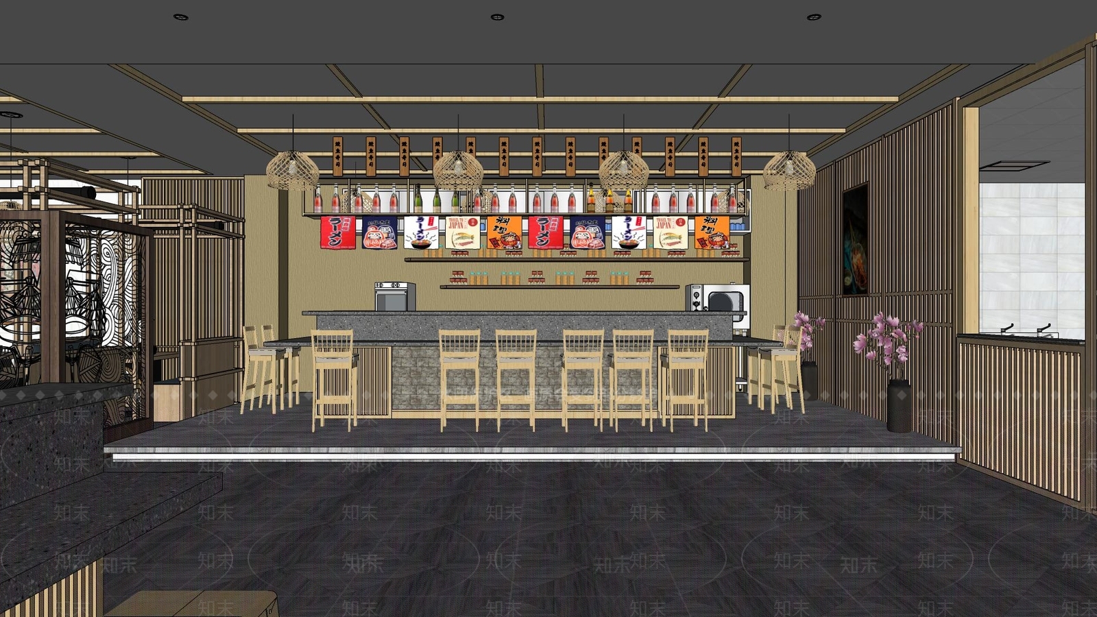 日式烤肉店SU模型下载【ID:1117237996】