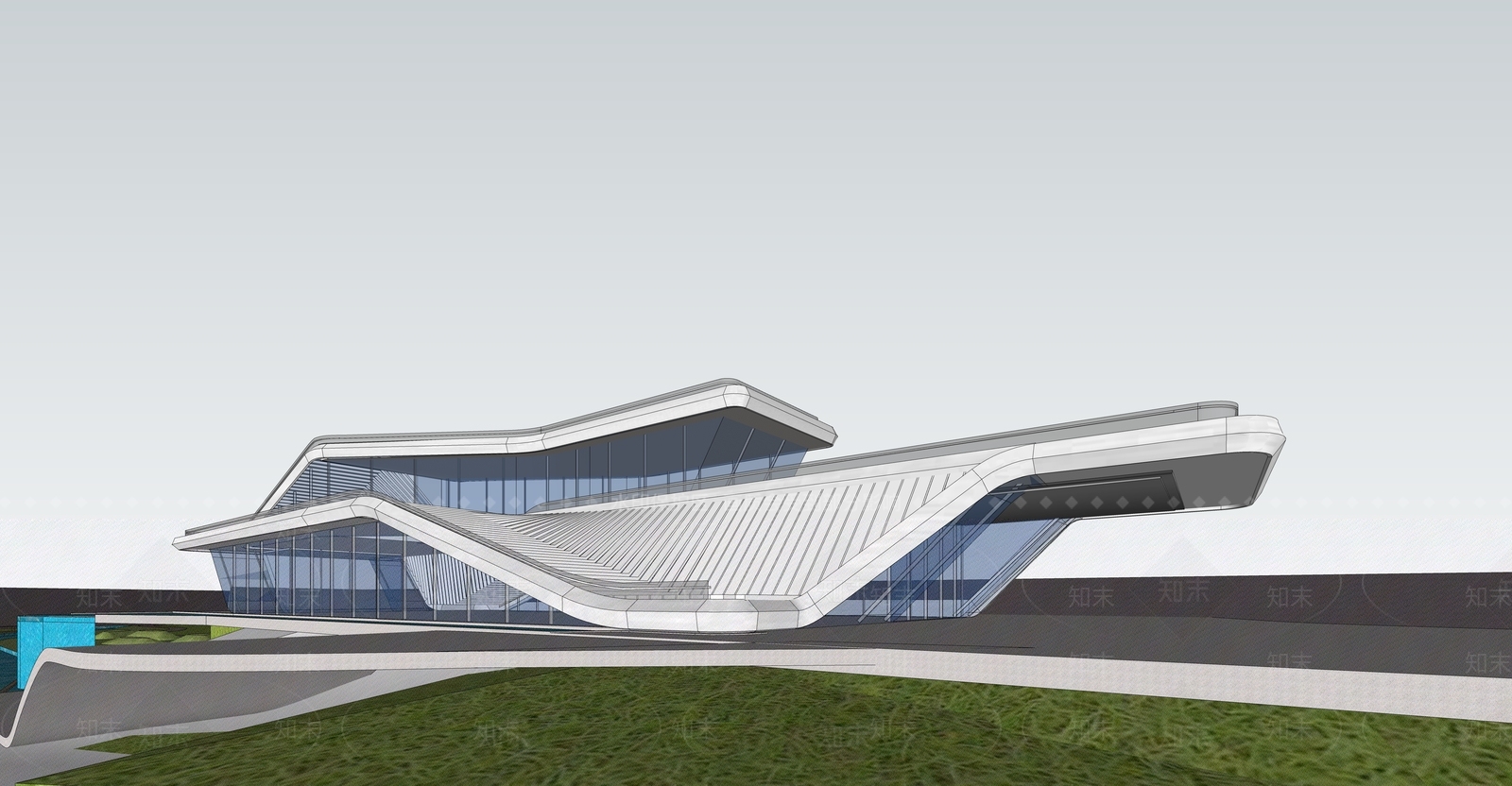 售楼处建筑SU模型精品下载_SketchUp模型_知末网