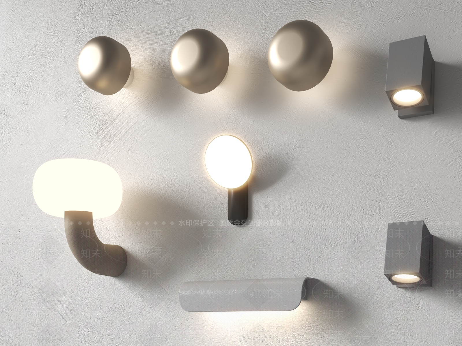 现代室外壁灯3D模型下载【ID:1117244637】