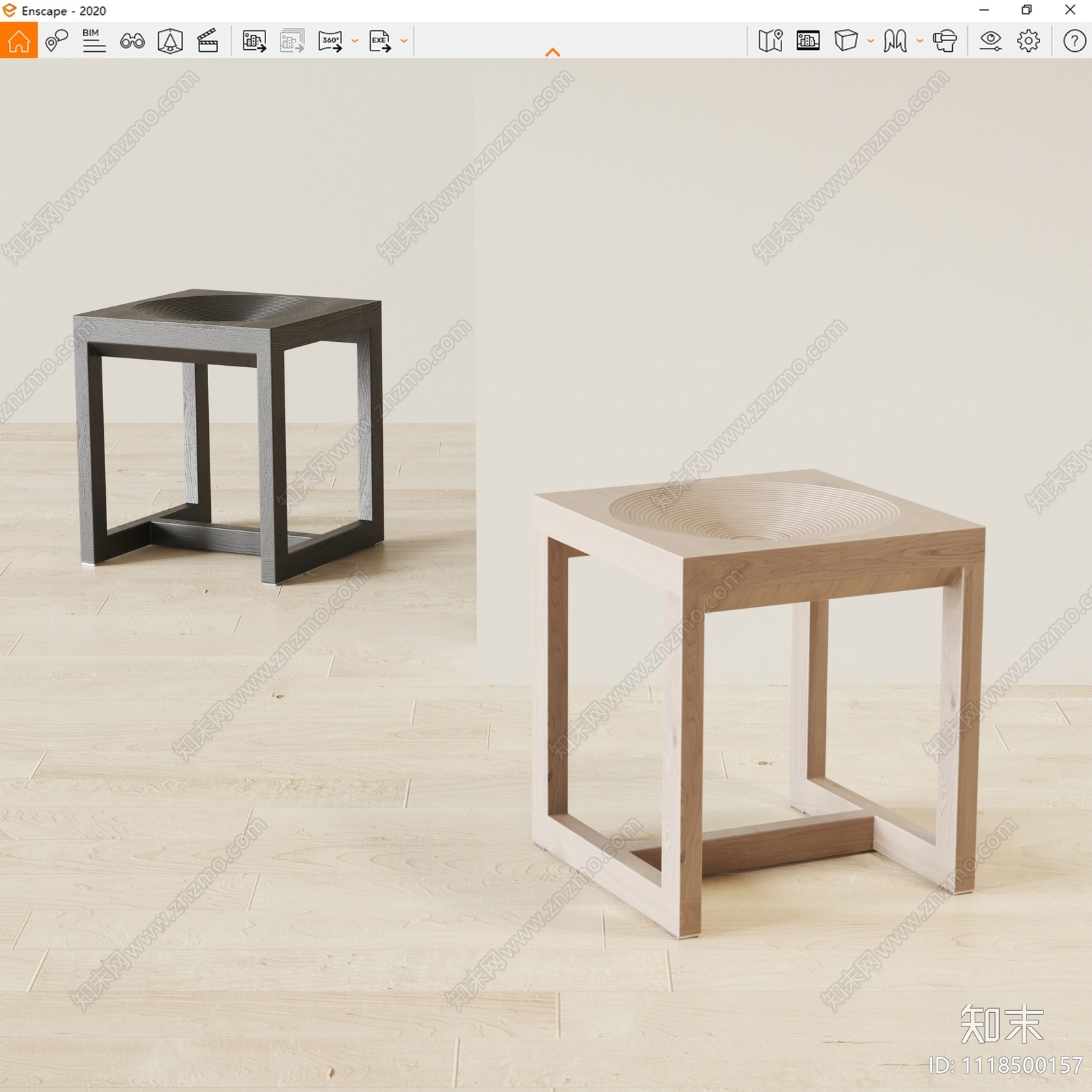 现代实木凳子SU模型下载【ID:1118500157】