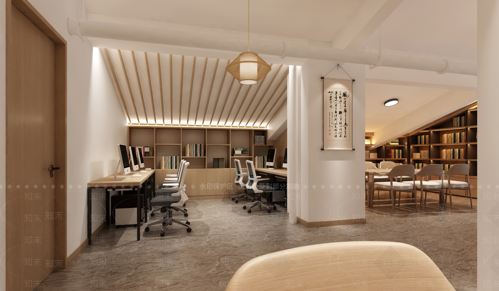 现代图书馆阅览室3D模型下载【ID:1117247429】