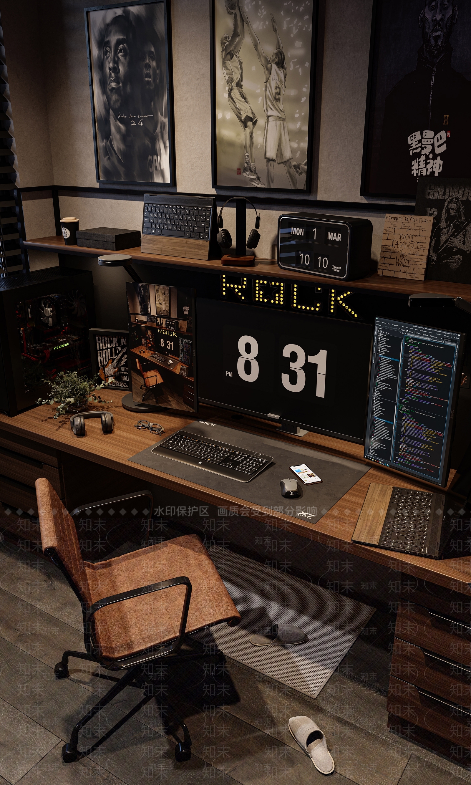 现代复古电竞房3D模型下载【ID:1117247827】