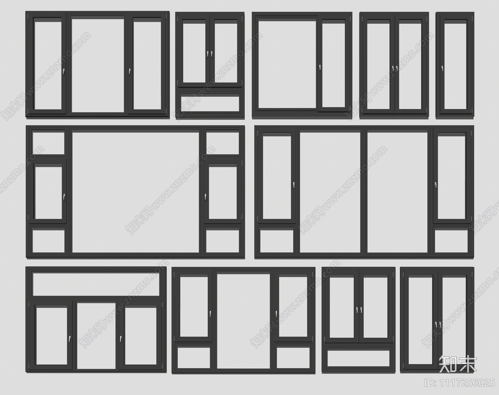 现代窗户组合SU模型下载【ID:1117256025】