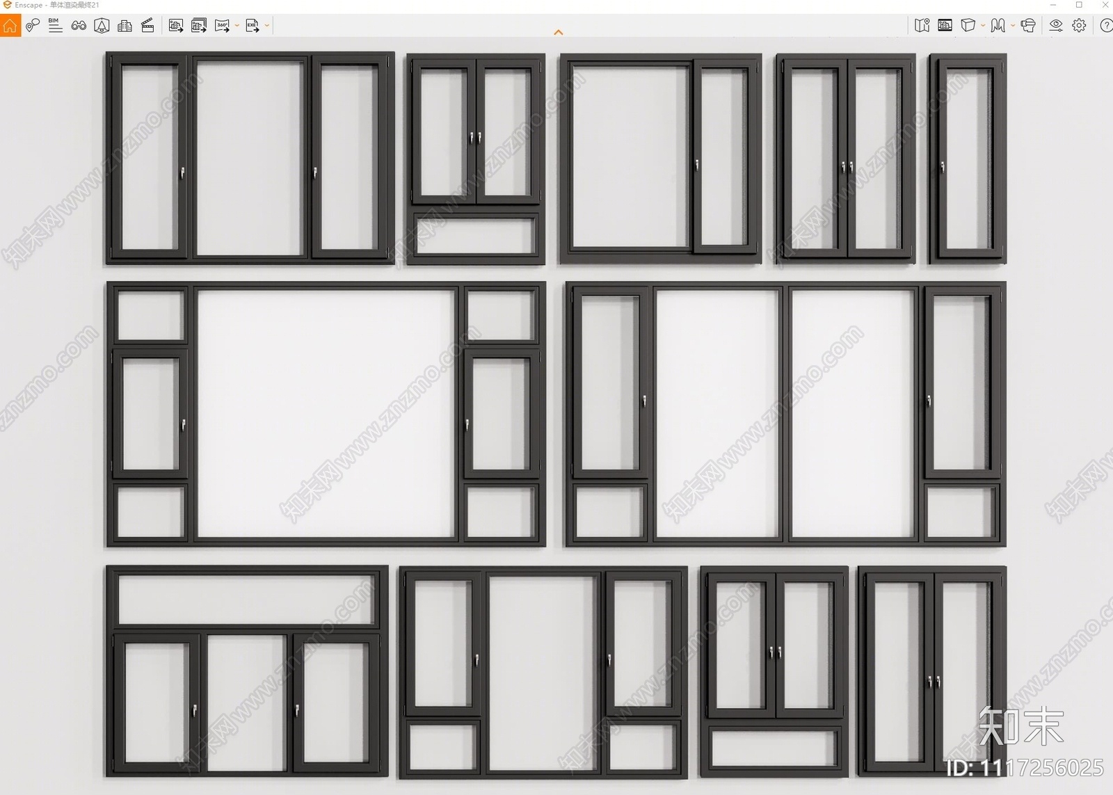 现代窗户组合SU模型下载【ID:1117256025】