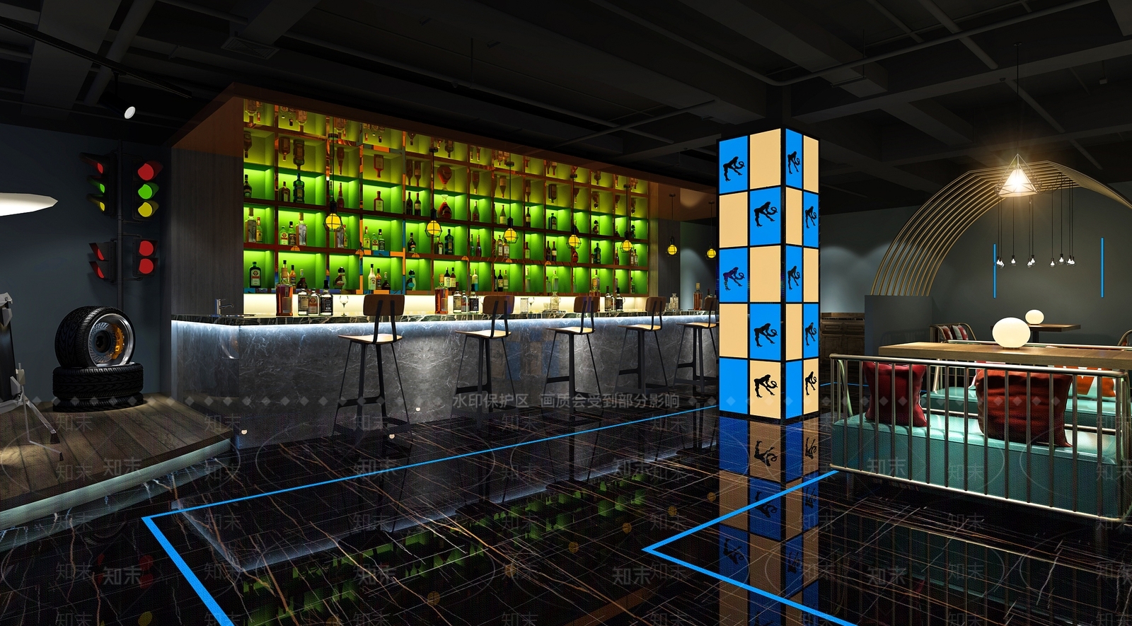 现代轻奢酒吧3D模型下载【ID:1117257064】