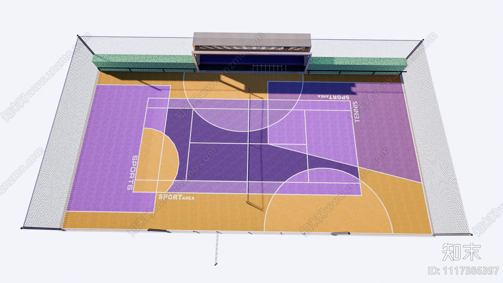 现代网球场SU模型下载【ID:1117386397】