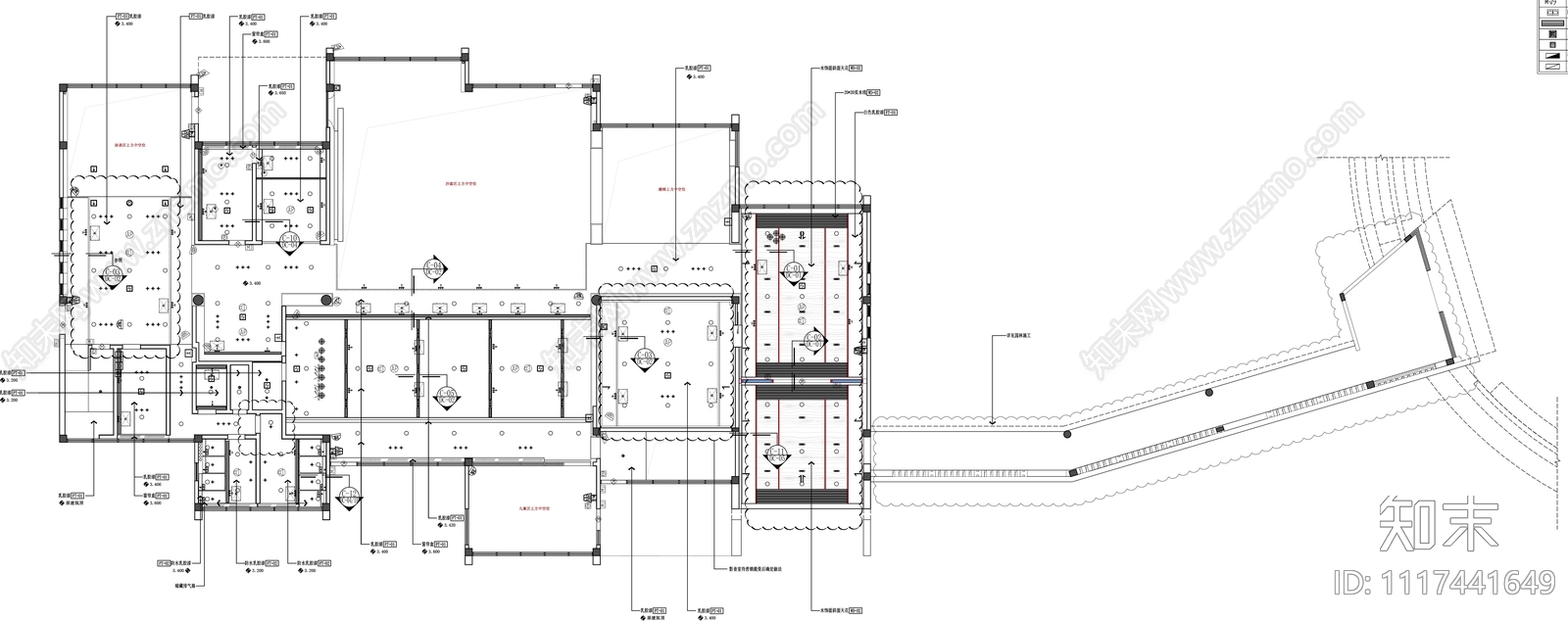 营销中心装修施工图及装修主材设备物料表效果图cad施工图下载【ID:1117441649】