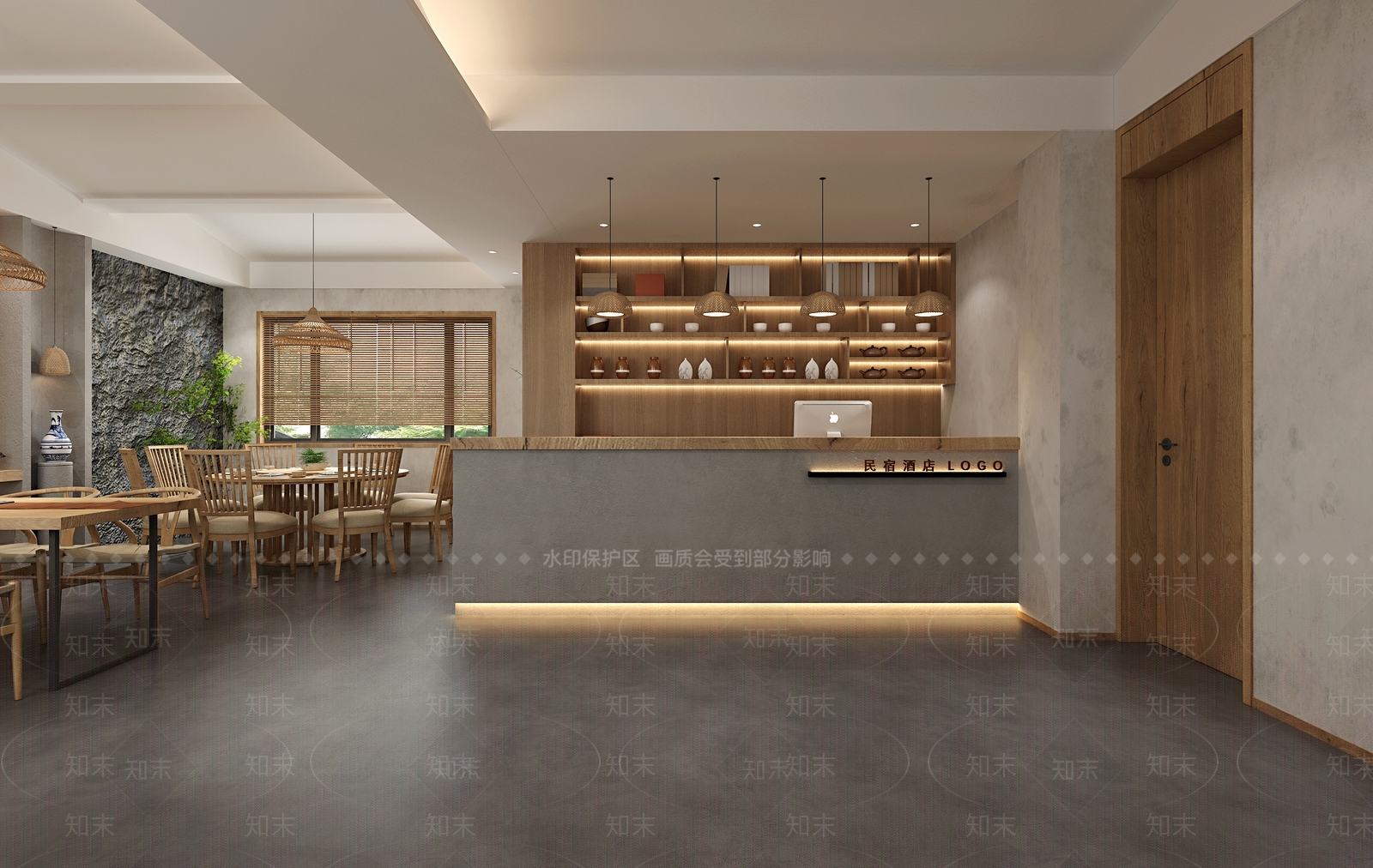 新中式民宿前台3D模型下载【ID:1117408516】