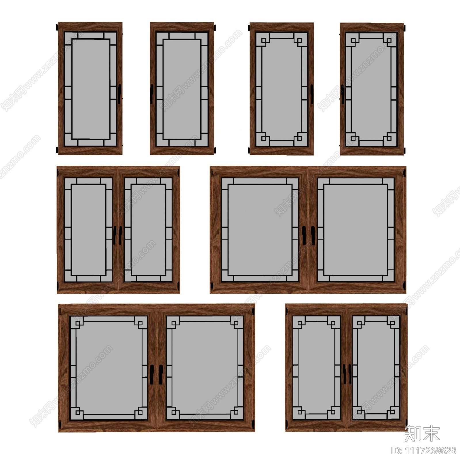 新中式窗户组合SU模型下载【ID:1117269623】