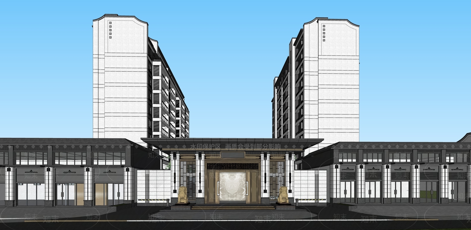 新中式商业住宅SU模型下载【ID:1117275062】