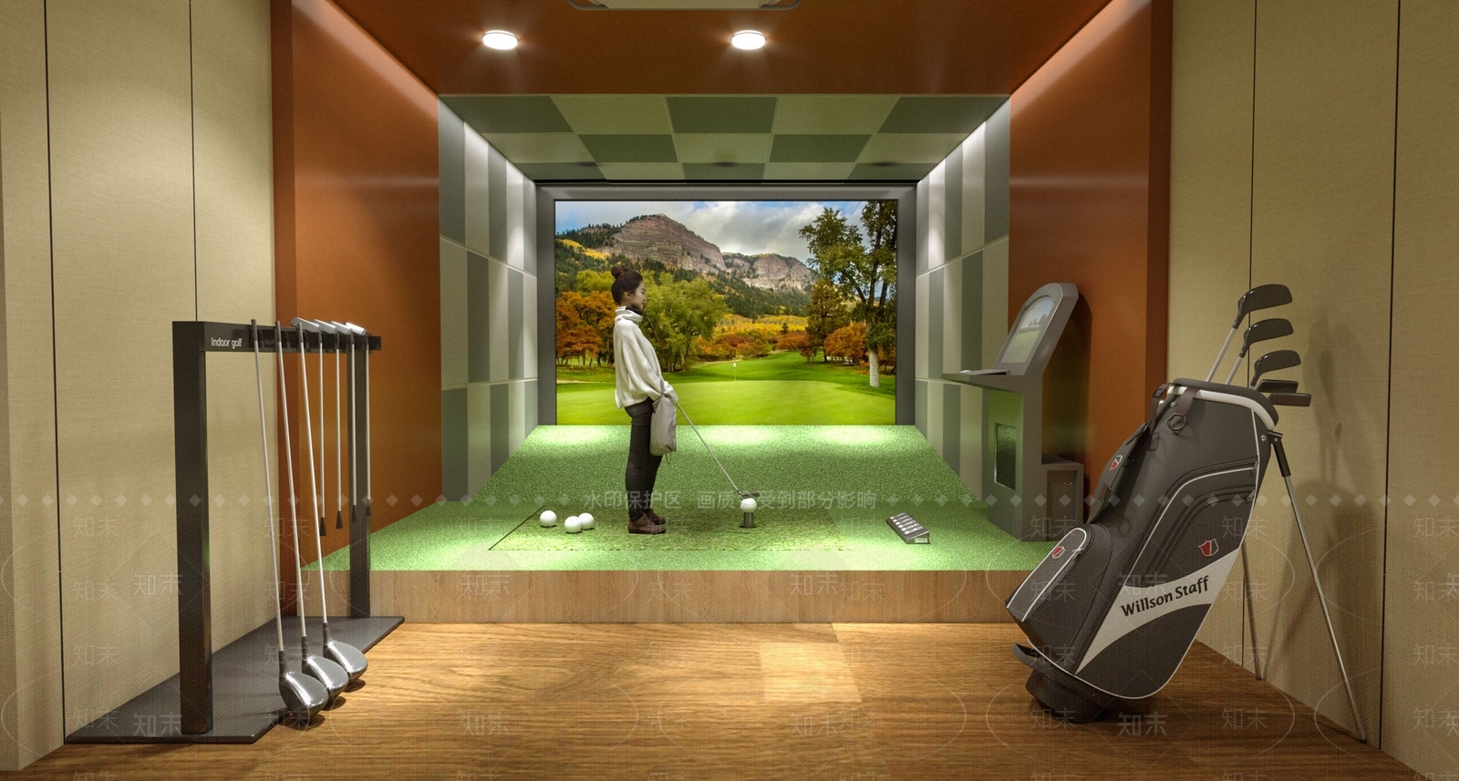 现代室内高尔夫3D模型下载【ID:1117289075】
