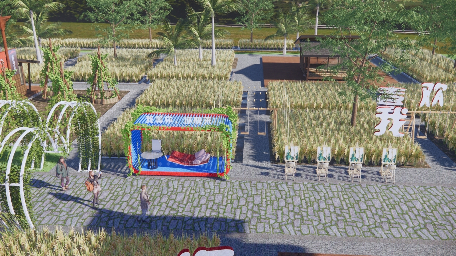 现代公园景观SU模型下载【ID:1117290060】