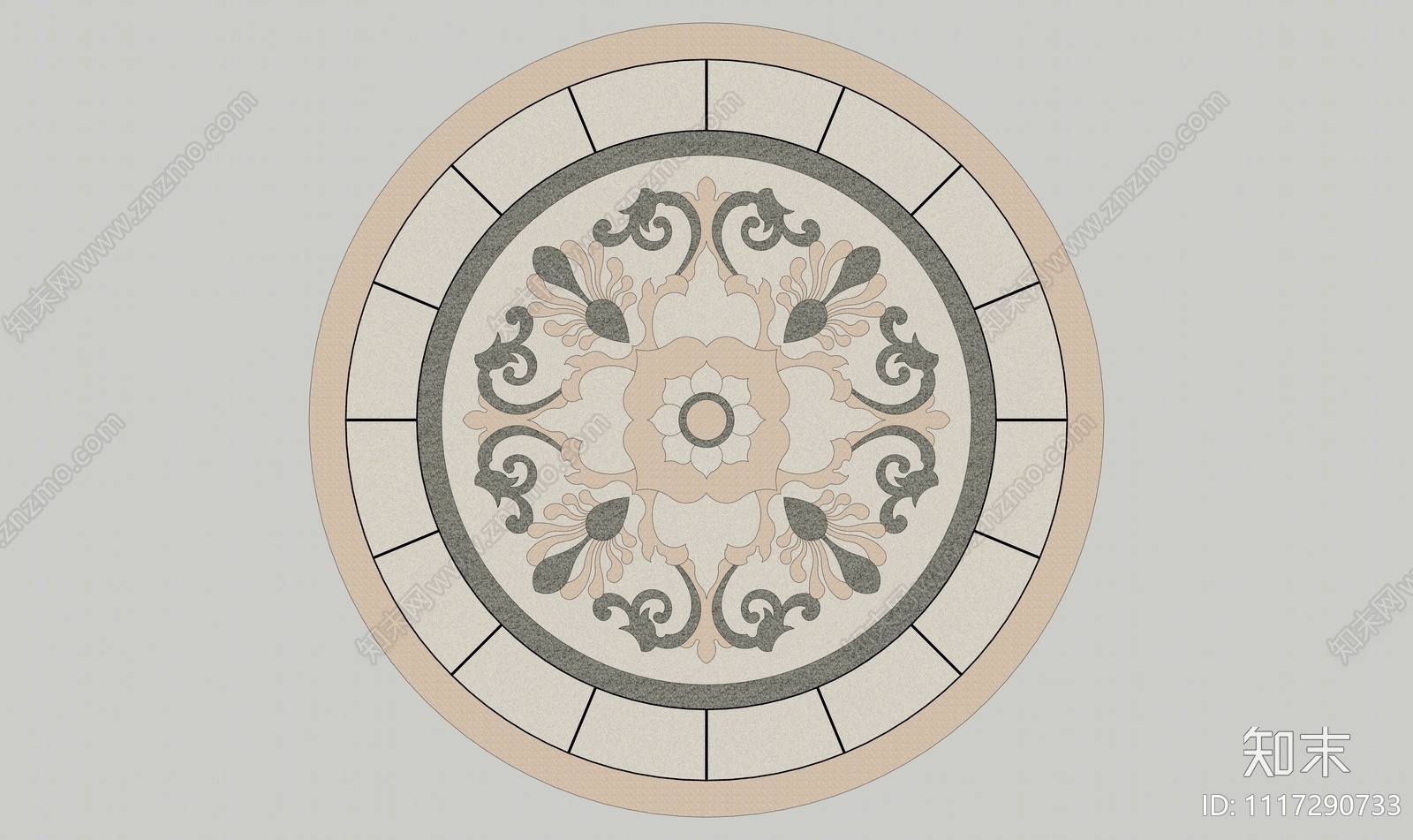 欧式地面拼花SU模型下载【ID:1117290733】