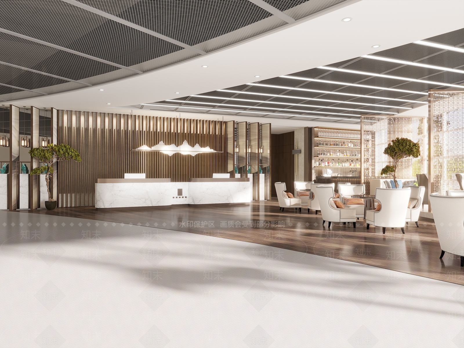 新中式公司大厅3D模型下载【ID:1117290905】