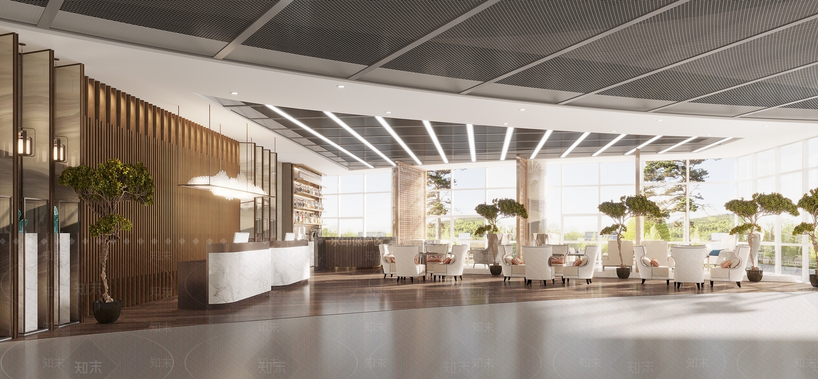 新中式公司大厅3D模型下载【ID:1117290905】