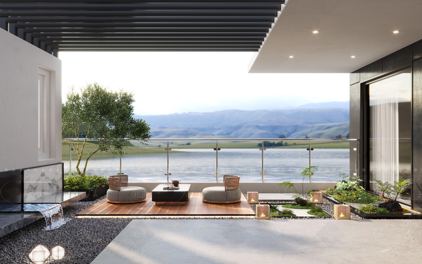 现代别墅屋顶露台3D模型下载【ID:1117293526】