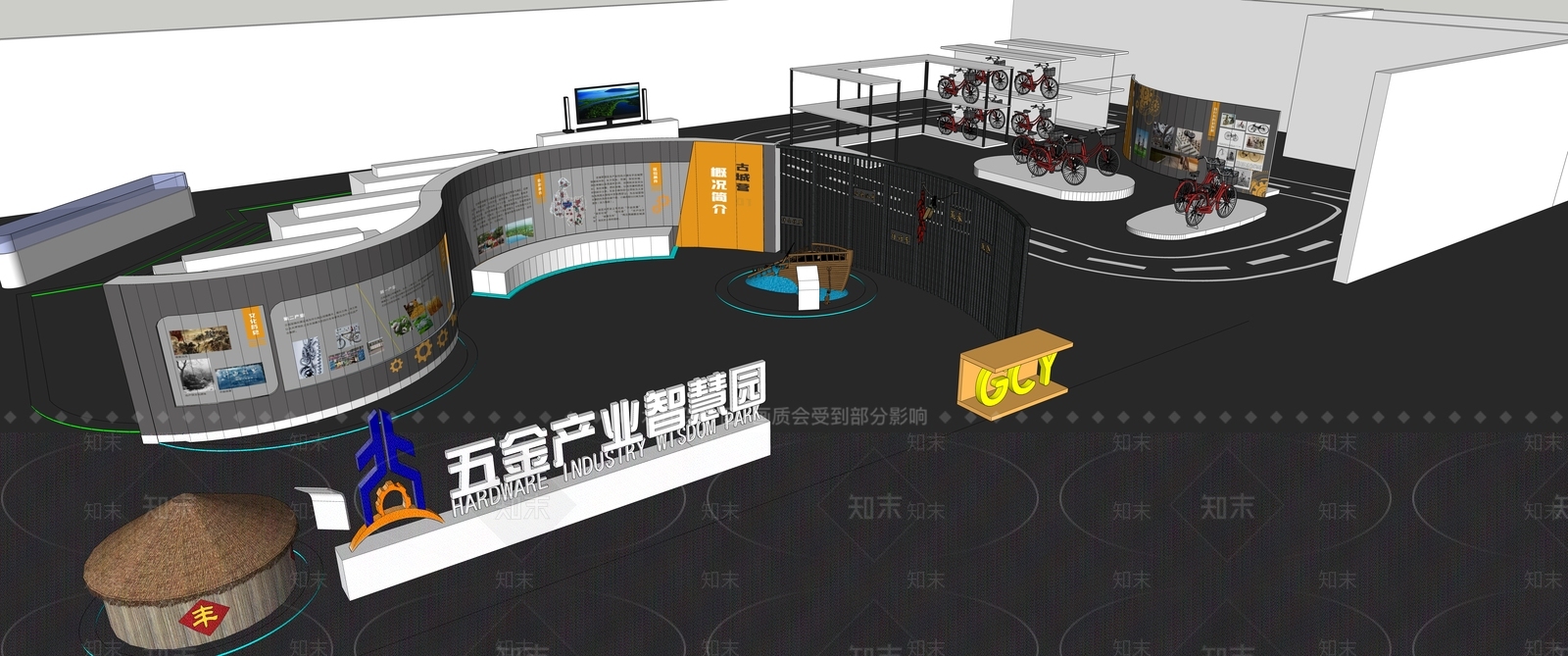 现代展厅SU模型下载【ID:1117299961】
