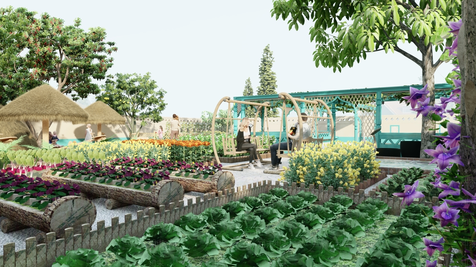 新中式菜地庭院SU模型下载【ID:1117306005】