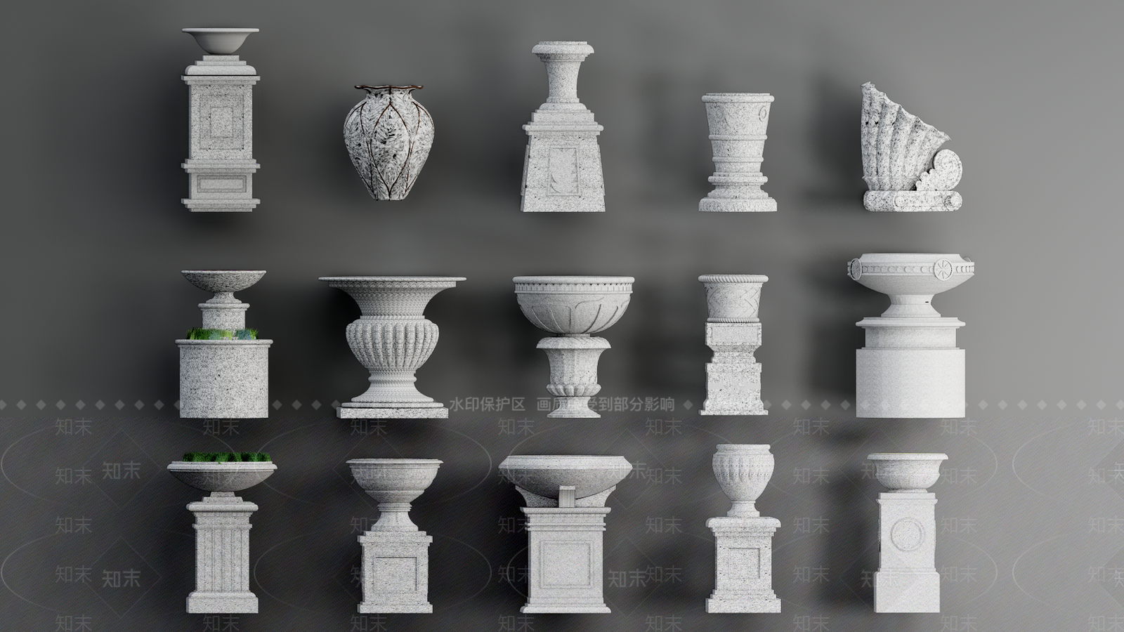 欧式花坛花钵SU模型下载【ID:1117312208】