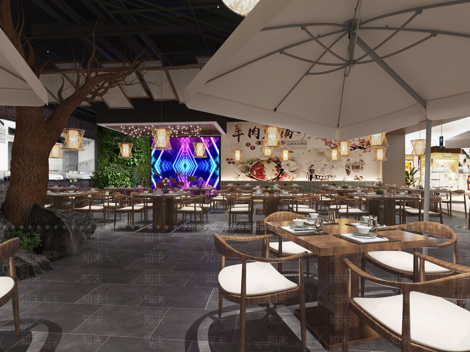 新中式火锅店3D模型下载【ID:1117493409】