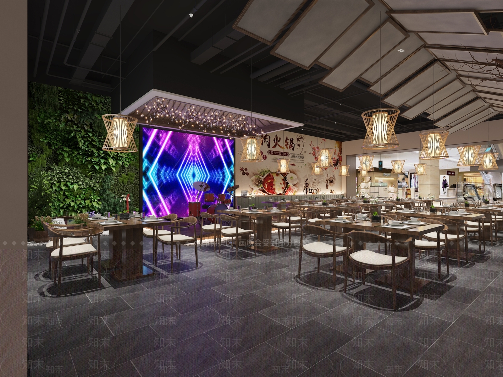 新中式火锅店3D模型下载【ID:1117493409】