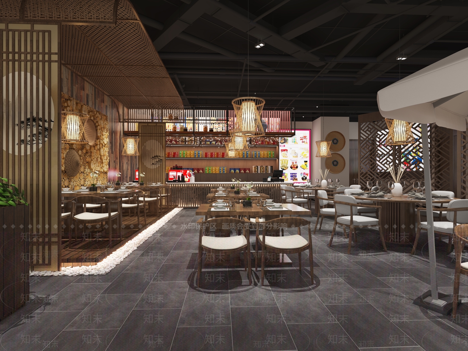 新中式火锅店3D模型下载【ID:1117493409】