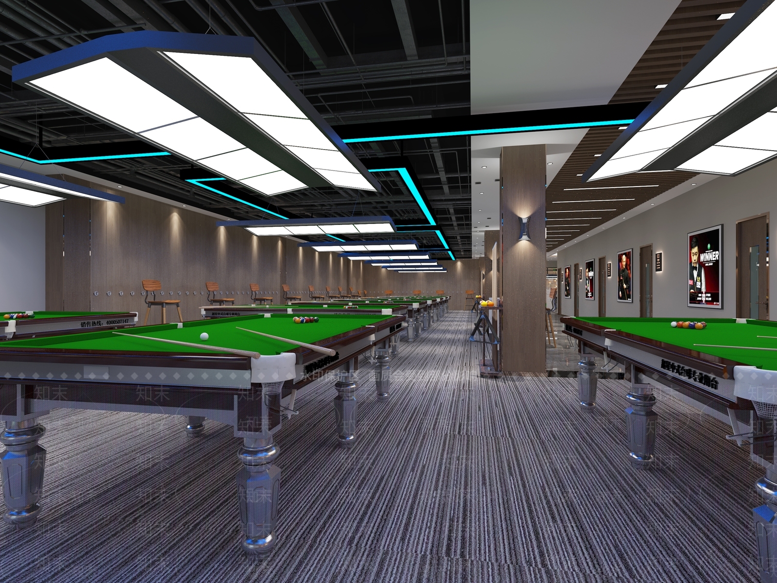 现代台球室3D模型下载【ID:1117313639】