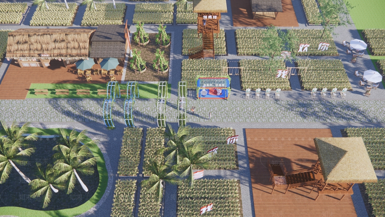 现代乡村公园景观SU模型下载【ID:1117317731】