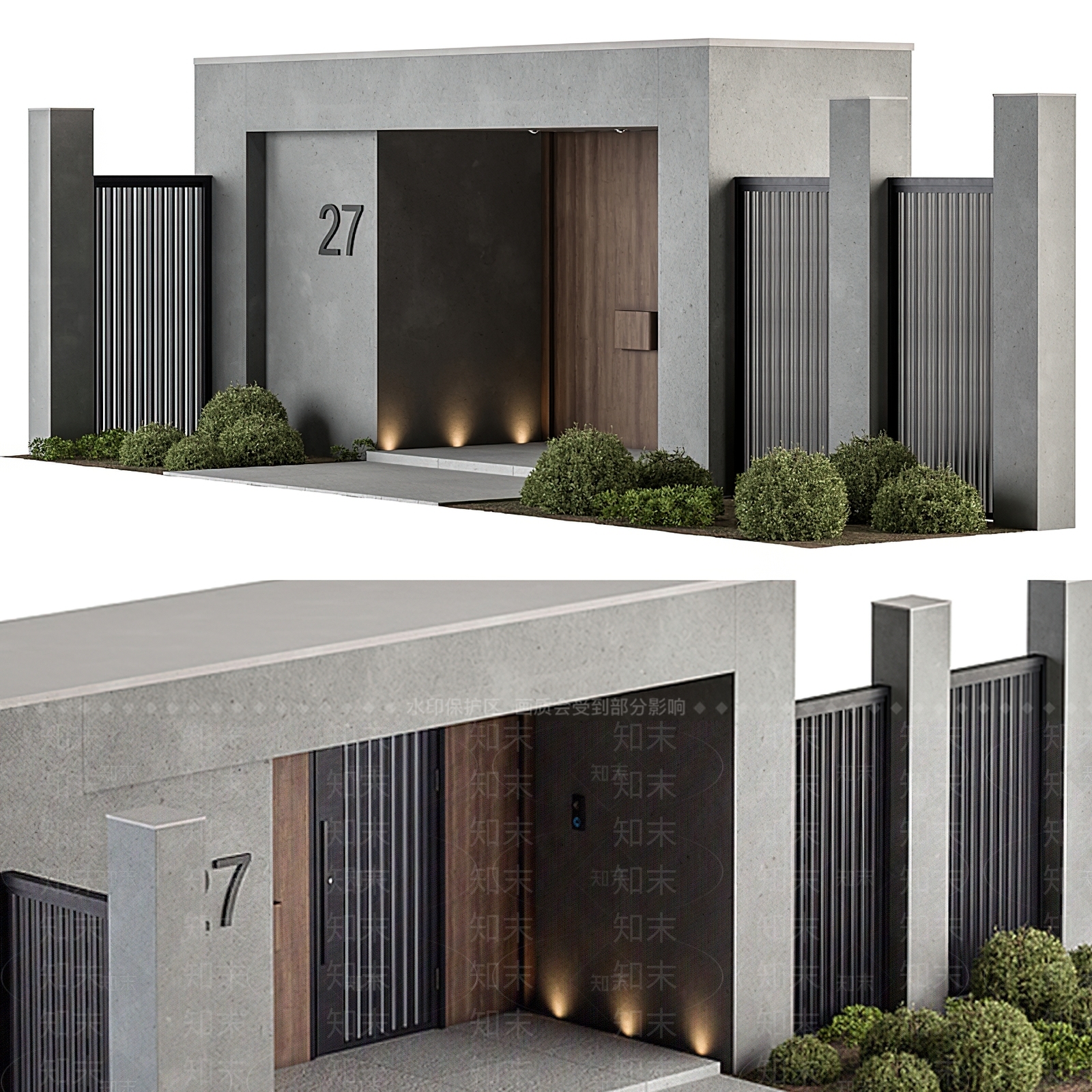 现代别墅大门3D模型下载【ID:1119421404】