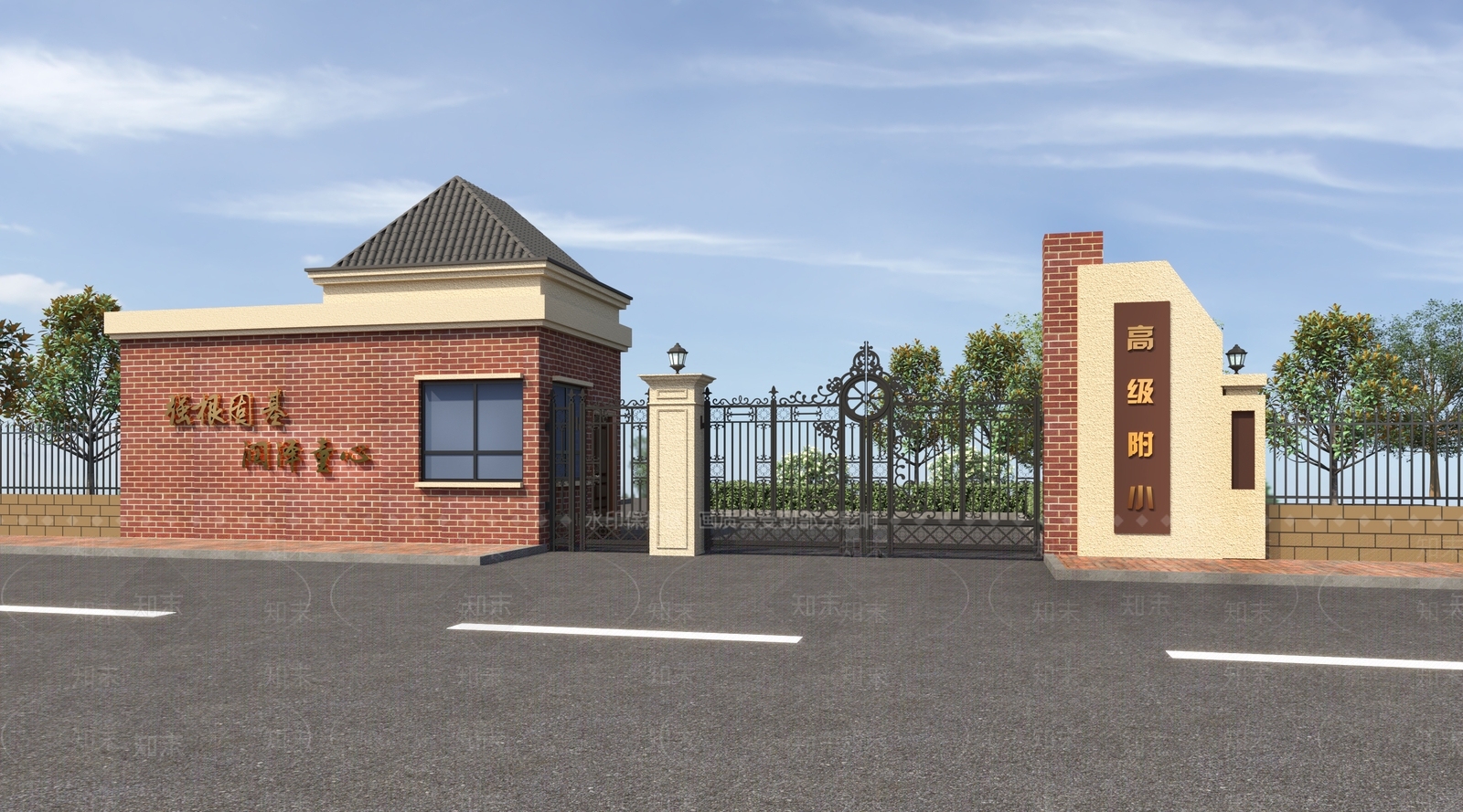 现代学校大门3D模型下载【ID:1117339526】