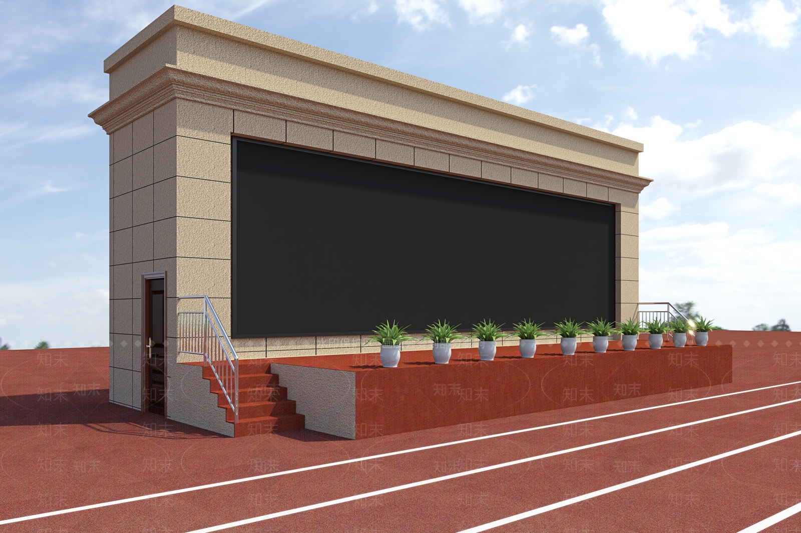 现代学校大门3D模型下载【ID:1117339526】