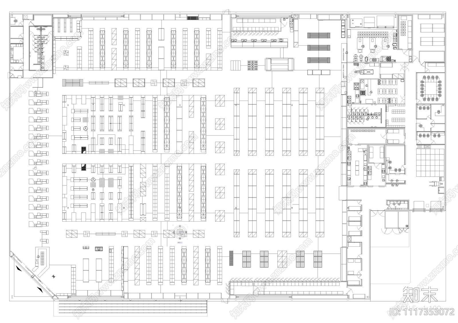 现代简约大型超市CAD平面布置图cad施工图下载【ID:1117353072】