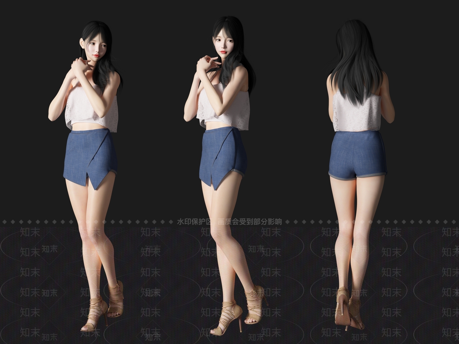 超短裤美女SU模型下载【ID:1117357503】