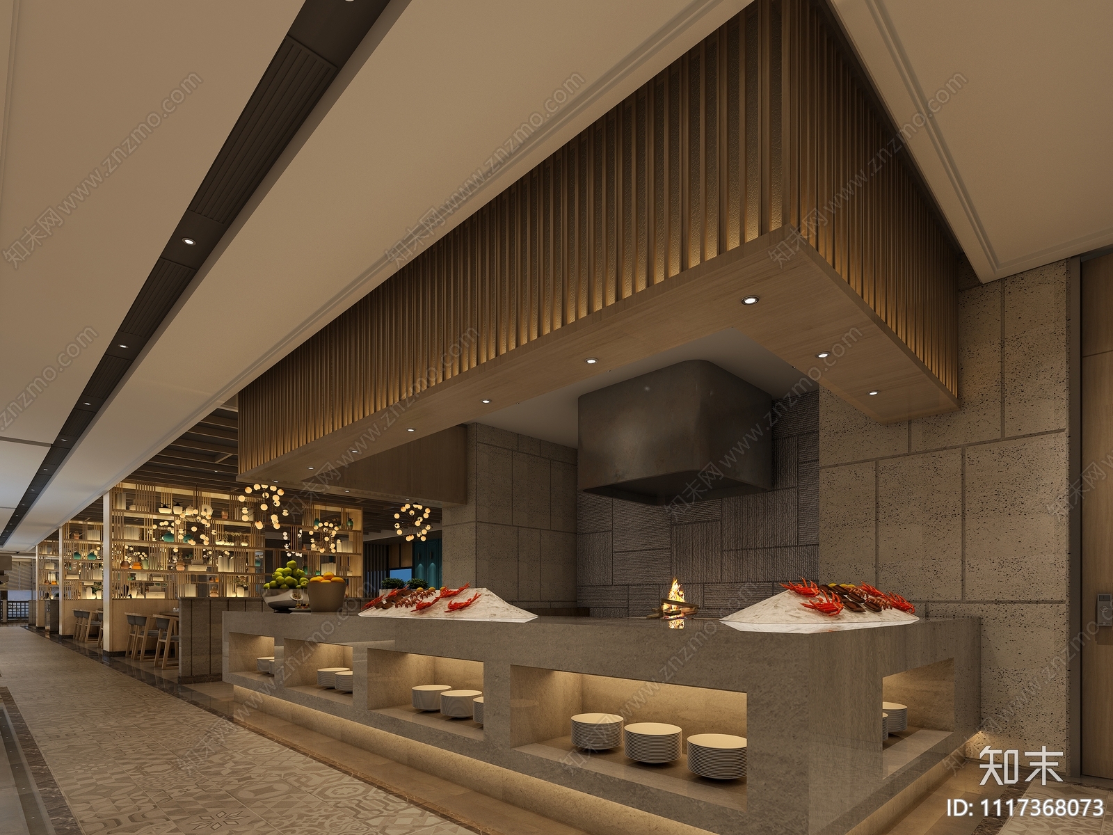 中餐厅设计施工图效果图cad施工图下载【ID:1117368073】