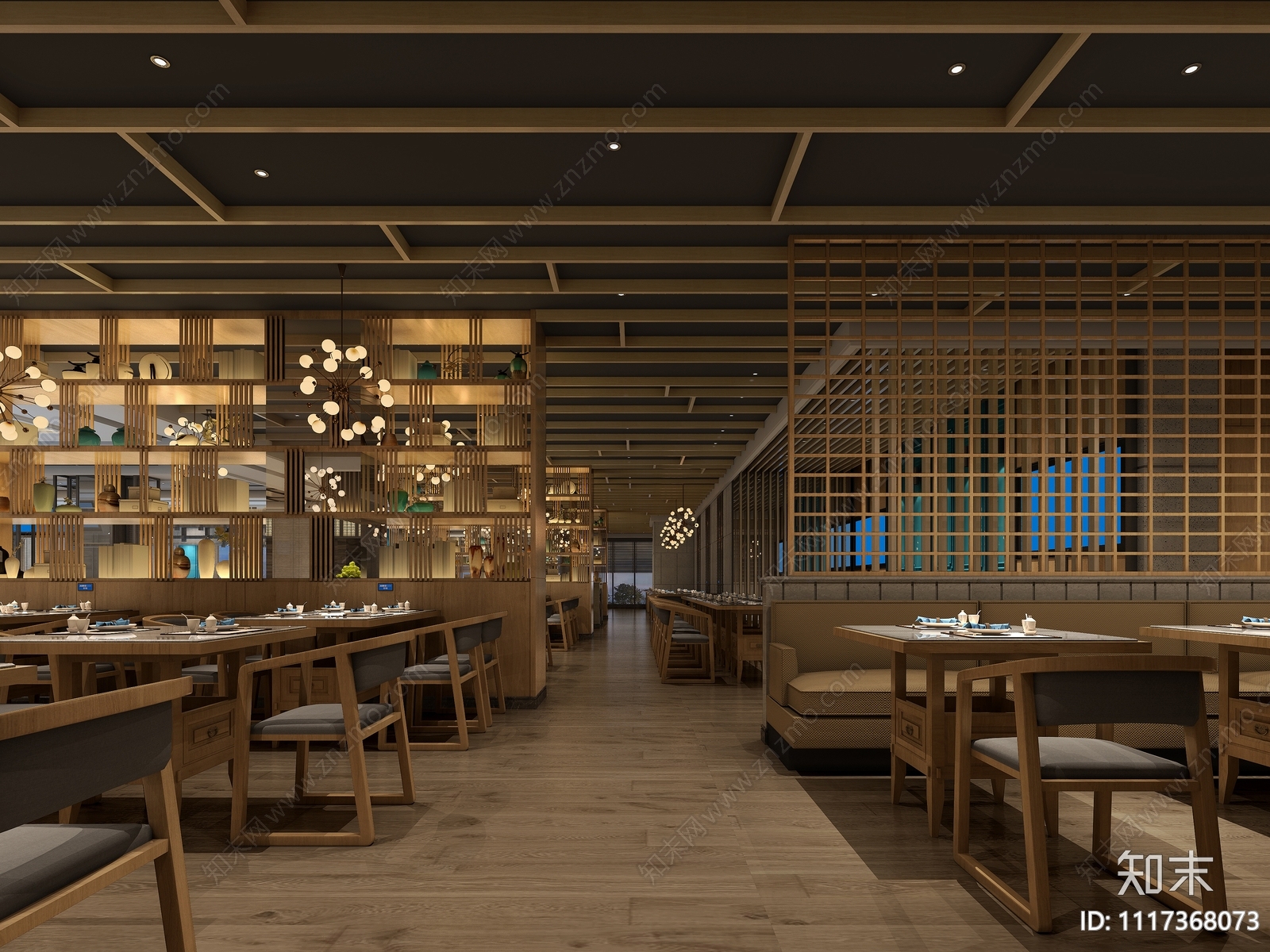 中餐厅设计施工图效果图cad施工图下载【ID:1117368073】