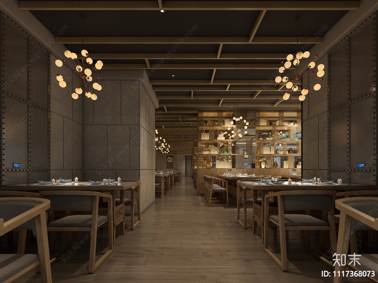 中餐厅设计施工图效果图cad施工图下载【ID:1117368073】