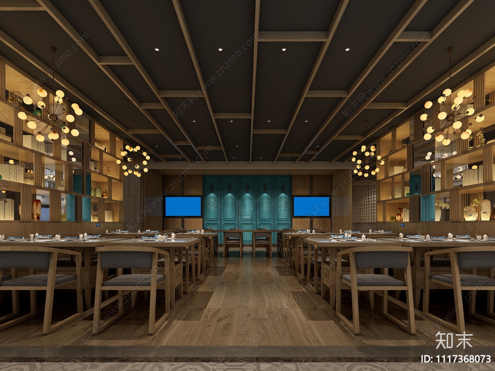 中餐厅设计施工图效果图cad施工图下载【ID:1117368073】