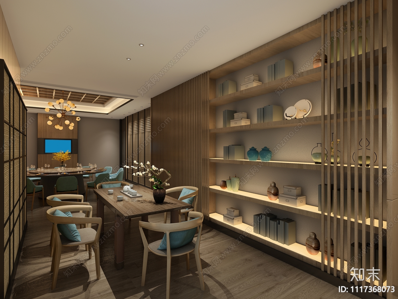 中餐厅设计施工图效果图cad施工图下载【ID:1117368073】