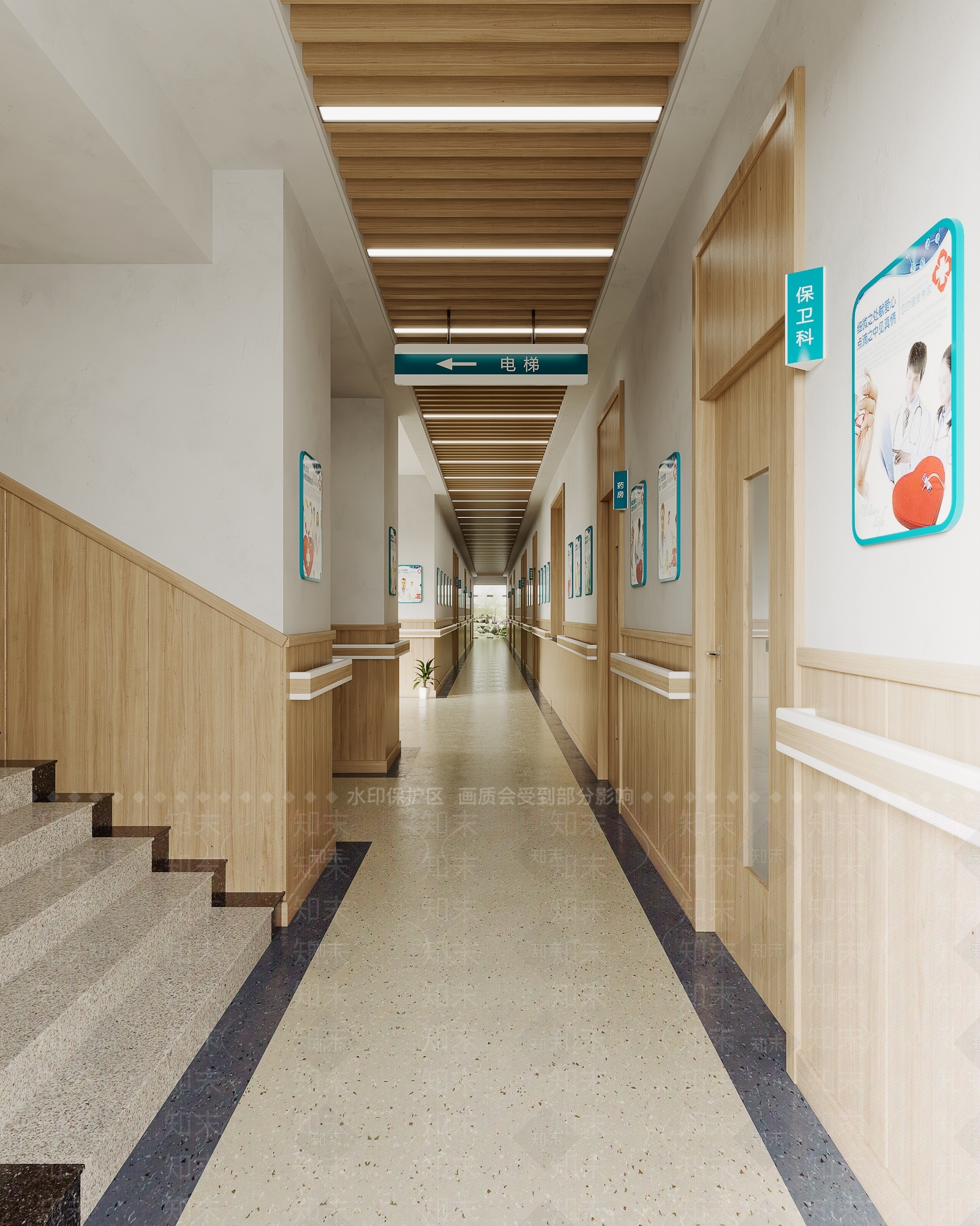现代医院过道3D模型下载【ID:1117374950】