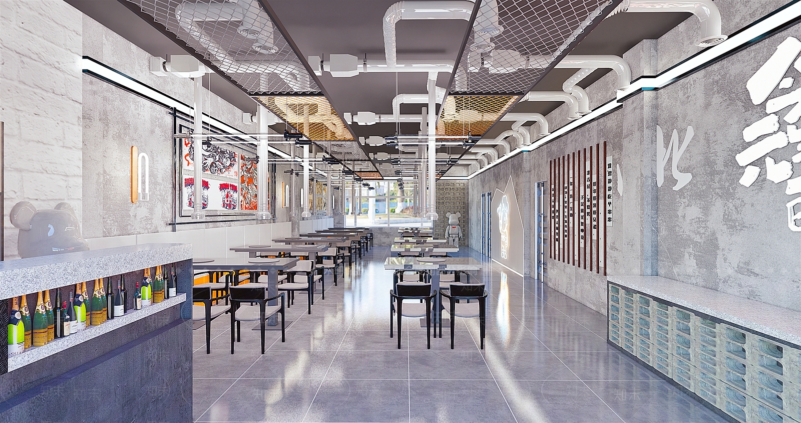 工业风烧烤店SU模型下载【ID:1117380476】