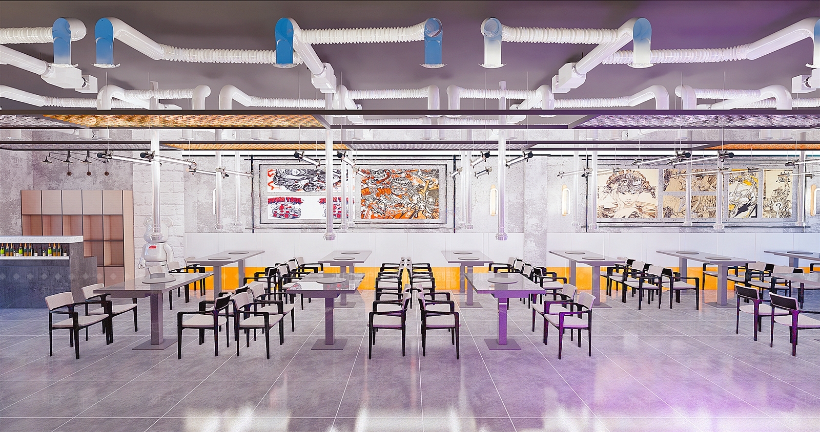 工业风烧烤店SU模型下载【ID:1117380476】