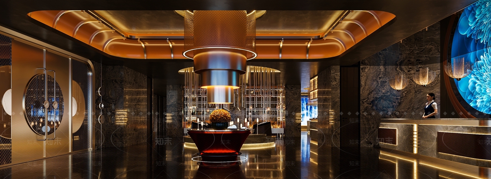 现代酒店餐厅3D模型下载【ID:1221483003】