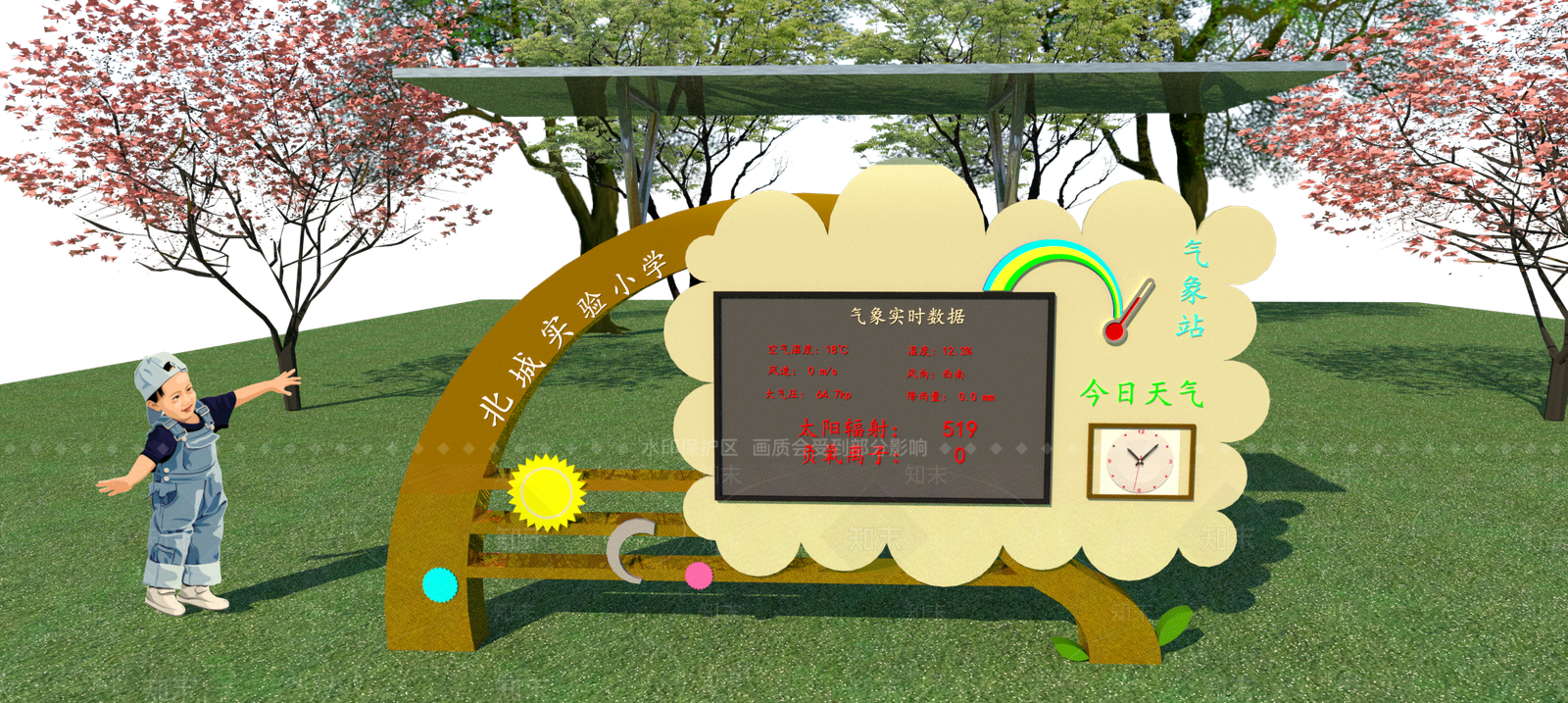 现代校园气象站SU模型下载【ID:1117392498】