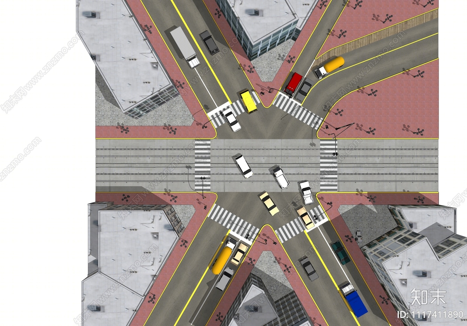 现代城市道路SU模型下载【ID:1117411890】