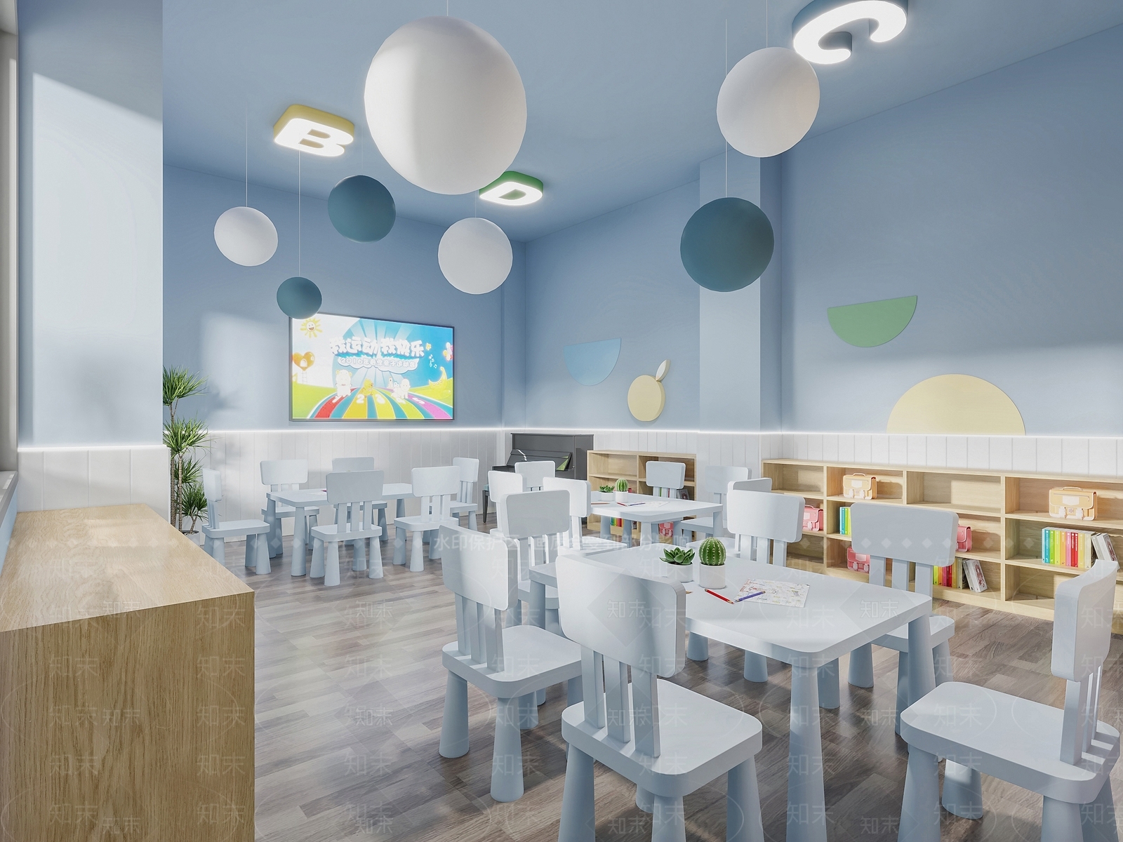 现代幼儿园教室3D模型下载【ID:1117398684】