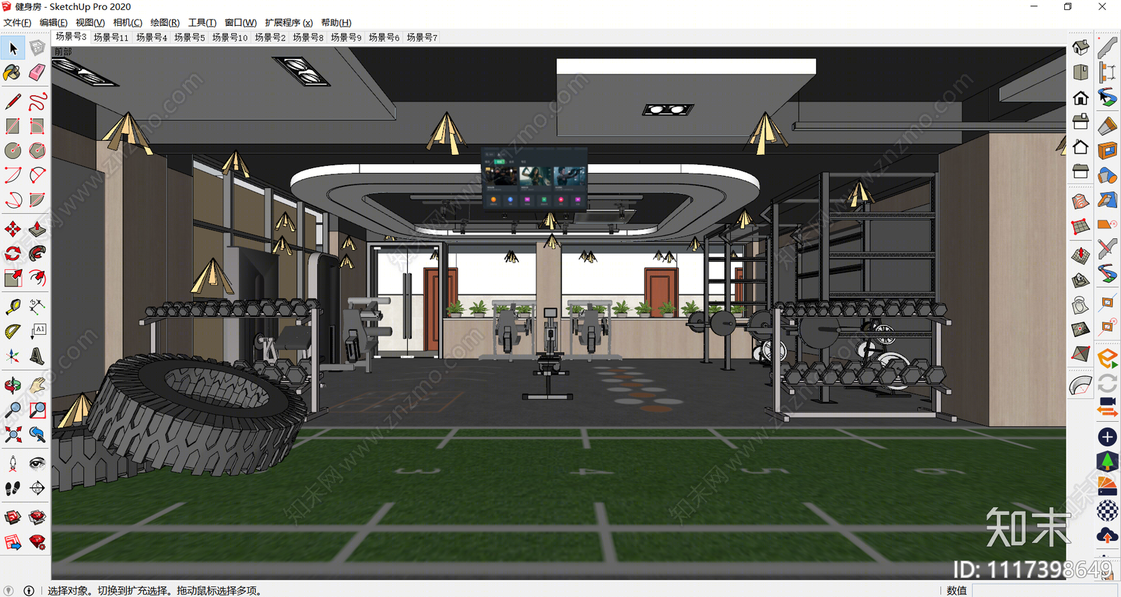 现代健身房SU模型下载【ID:1117398649】